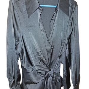 Eloquii Black Satin Blouse